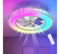 Ateroll Ceiling Fans with Lights 43.5CM, Quiet Ceiling Fan Light Reversible Motor, Remote Control 6 Speed, Dimmable 3000K-6500K RGB, Timing, Light Memory, Fan Lights Ceiling for Bedroom Living Room