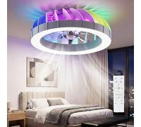Ateroll Ceiling Fans with Lights, 46CM RGB Fan Ceiling Lights with Remote Control, 6 Speeds 3000K-6500K Dimmable Quiet LED Fan Lights Ceiling, Timer and Memory, for Bedroom Dining Room Living Room