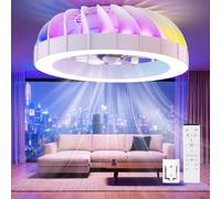 Ateroll Ceiling Fans with Lights, 46CM RGB Fan Ceiling Lights with Remote Control, 6 Speeds 3000K-6500K Dimmable Quiet LED Fan Lights Ceiling, Timer and Memory, for Bedroom Dining Room Living Room