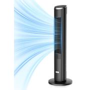Ateroll Silent Tower Fan, Electric Cooling Fan, 90° Oscillating Bladeless Fan with Remote, 4 Speeds 3 Modes 12H Timer LED Display, Energy Efficient Standing Fan for Home Office, Black Fan