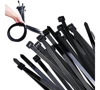 ATETEO Black Cable Ties, 760mm x 7.6mm, Pack of 100, Premium Nylon Zip Ties, Multi-Purpose Plastic Tie Wraps, Secure Self-Locking Mechanism, for Home, Garden, Office and DIY