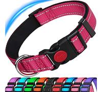 ATETEO Dog Collar, Reflective Adjustable Basic Dog Collar with Soft Neoprene Padding,Small Medium Large Dogs,Hot Pink,Hot Pink