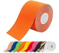 ATETEO Kinesiology Sports 5m x (2.5/3.8/5/7.5) cm Roll of Elastic Muscle Support Tape for Exercise &Injury Recovery, B-Orange, L: 5mX5cm