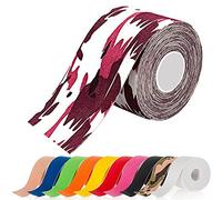 ATETEO Kinesiology Sports 5m x (2.5/3.8/5/7.5) cm Roll of Elastic Muscle Support Tape for Exercise &Injury Recovery, D-camo Pink, S: 5mX2.5cm