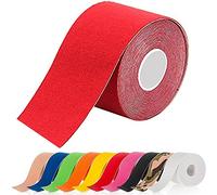 ATETEO Kinesiology Sports 5m x (2.5/3.8/5/7.5) cm Roll of Elastic Muscle Support Tape for Exercise &Injury Recovery, C-red, L: 5mX5cm
