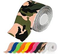 ATETEO Kinesiology Sports 5m x (2.5/3.8/5/7.5) cm Roll of Elastic Muscle Support Tape for Exercise &Injury Recovery, J-camo Green, L: 5mX5cm