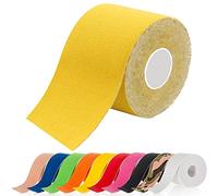 ATETEO Kinesiology Sports 5m x (2.5/3.8/5/7.5) cm Roll of Elastic Muscle Support Tape for Exercise &Injury Recovery, H-Yellow, M: 5mX3.8cm