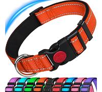 ATETEO Reflective Dog Collar,Padded Breathable Soft Neoprene Nylon Pet Collar Adjustable for Extra Large Dogs,Orange,L: 17.7-27.5 inch