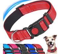 ATETEO Reflective Dog Collar with Safety Locking Buckle and Soft Neoprene Padded, Adjustable Durable Nylon Puppy Collars for Small Medium Dogs,Red,S: 9-14.2 inch