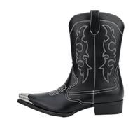 ATEUXOL Cowboy Boots Men Men's Fashion Boots with Metal Elements(Black,10)