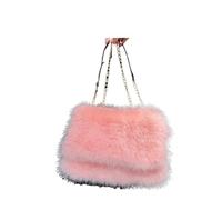 ATEUXOL Fluffy Tote Bag Winter Women's Bright Color Large-capacity Plush Shoulder Bag Faux Fur Underarm Furry Tote Handbag(Pink)