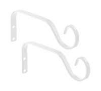 ATEUXOL Hanging Basket Bracket 2X Plant Hangers Metal Hanging Brackets for Flower Baskets Bird Feeders Pot Indoor Planters(White)