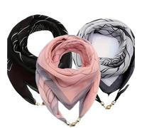 ATEUXOL Magnetic Clasps Neck Scarf 3pcs Minimalist Scarves with Geometric Lines or Soft Gradient Colors, Featuring Delicate