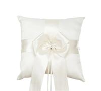 ATEUXOL Ring Pillow Cushion Flower Basket Ring Bearer Pillow Set Romantic Satin Bow Pearls For Wedding Ceremony Party Decor(Ring pillow)