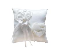 ATEUXOL Ring Pillow Cushion Wedding Ring Pillow Romantic White Square Flower Shaped Cushion Marriage Supplies for