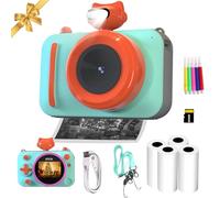 ATEYA Kids Camera Instant Print for Boys Aged 3+ 48MP 2.5K UHD Kids Digital Camera with Strap Travel DIY Instant Print Camera with 4 Mini Printer Paper, Toddler Camera, Christmas