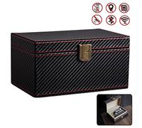 AtfArt Faraday Box for Car Keys Carbon Fiber Leather Signal Blocker Box for iphone & Car Keys Rfid Key FOB Protector Anti-Theft Faraday Box (Big Box 7.67 * 4.92 * 3.93 IN / 19.5 * 12.5 * 10cm)
