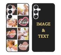 ATFDiY Personalized Phone Case for Galaxy A16 5G Customize Collage Photo Case Customized Text Soft Case Gift for Family Friends Women Photo Protective Cover Slim Fit Black I