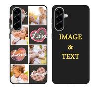 ATFDiY Personalized Phone Case for Galaxy A56 5G Customize Collage Photo Case Customized Text Soft Case Gift for Family Friends Women Photo Protective Cover Slim Fit Black S