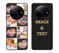 ATFDiY Personalized Phone Case for Redmi A3 Customize Collage Photo Case Customized Text Soft Case Gift for Family Friends Women Photo Protective Cover Slim Fit Black I