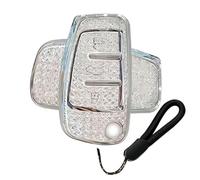 ATFIGII Key Cover Compatible with Audi A1 8X A3 8P Sportback A4 B7 A6 4F Q2 Q3 Quattro Q7 S6 TT RS Car Key Cover TPU Key Protection for Flip Key 3 Buttons D Silver