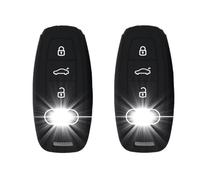 ATFIGII Key Fob Cover Compatible with Audi A6 C8 A3 8Y E-tron Q4 Q7 Q8 Case Holder Shell Silicone Keychain Keyless 2pcs Black