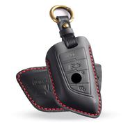 ATFIGII Key Fob Cover Compatible with BMW 2 5 6 7 Series X3 X4 G02 X5 F15 G05 X6 G06 330i 540i X7 G07 Z4 G29 Key Holder Leather Key Case Protector Handmade Keychain, B Black