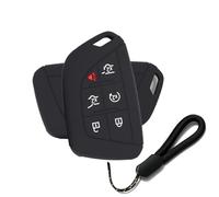 ATFIGII Key Fob Cover Compatible with Cadillac CT4 CT5 CT5-V XT4 XT6 Shell for Lyriq Vistiq OPTIQ Protector Silicone Case Holder with Little Lanyard 6 Buttons Silicone Black
