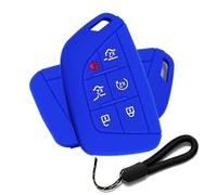 ATFIGII Key Fob Cover Compatible with Cadillac CT4 CT5 CT5-V XT4 XT6 Shell for Lyriq Vistiq OPTIQ Protector Silicone Case Holder with Little Lanyard 6 Buttons Silicone Blue