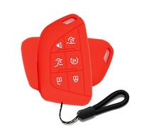 ATFIGII Key Fob Cover Compatible with Cadillac CT4 CT5 CT5-V XT4 XT6 Shell for Lyriq Vistiq OPTIQ Protector Silicone Case Holder with Little Lanyard 6 Buttons Silicone Red