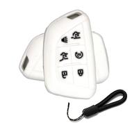 ATFIGII Key Fob Cover Compatible with Cadillac CT4 CT5 CT5-V XT4 XT6 Shell for Lyriq Vistiq OPTIQ Protector Silicone Case Holder with Little Lanyard 6 Buttons Silicone White