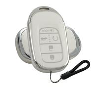 ATFIGII Key Fob Cover Compatible with Honda HRV CRV LX for Civic Si Type R Sport Touring Hatchback 2022-2026 Protector TPU Case Holder with Little Lanyard 5 Buttons Silver White