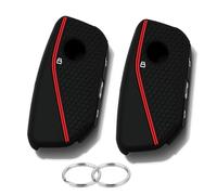 ATFIGII Pack of 2 Key Case Compatible with BMW X1 Msport X2 X5 G05 M60i X5M X6 X7 740i X3 M50 540i 2024 2025 2026 Car Key Case Silicone Key Protector A Black Red