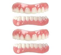 ATFIPAN Dentures Cosmetic Veneer, Natural Tone Instant Veneers Dental Silicone Tooth Whitening Temporary Prosthesis Teeth Top Bottom False Teeth Dental Prostheses Men and Women Veneer,2 pairs