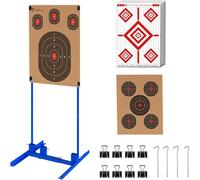 ATFLBOX Shooting Disc Stand with 10 Pieces 43 x 63.5 cm Paper Targets, Sturdy Paper Disc Holder with Adjustable Base for Cardboard Silhouette, H-Shape, IPSC, IDPA Praxis