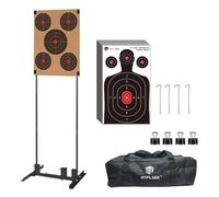 Atflbox Shooting Target Stand with 10pcs 17x25 Inch Paper Targets, Durable Paper Target Holder with Stable Adjustable Base for Cardboard Silhouette, H Shape, USPSA/IPSC, IDPA Practice (A -1 Pack)