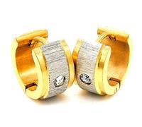 ATFOR Earrings for Men,Trendy Stud Earrings,Boys Stainless Steel Earrings for Men,Small Men's Earrings,Jewellery For Male,Fashion Hoop Earrings, 0.55'x0.27', Yellow Gold, crystal,