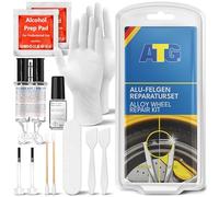 ATG® Alloy Wheel Repair Kit, Silver Metallic - 13-Piece DIY Kerb Rash & Scratch Fix with Filler, Paint Pen & Tools - Heat-Resistant, Car-Wash Safe - For Aluminium & Steel Rims