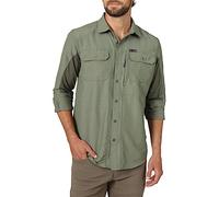 ATG by Wrangler Men's Long Sleeve Mixed Material Shirt, Dusty Olive, Medium