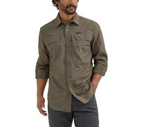 ATG by Wrangler Men's Long Sleeve Mixed Material Shirt with Button Down, Grey, M
