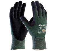 Atg Cut Resistant Gloves, NBR Coated, Black/Green, Size 6