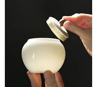 ATGQBCF Animal Urn Pet Urn Suet Jade White Porcelain Ceramic Cremation Jar Mini Trumpet Sealed Jar Storage Jar Souvenir Jade Like Porcelain Pets Memorials(1)