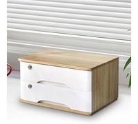 ATGQBCF Earring Jewellery 2 Tier Sturdy Storage Drawer Desk Organizer For Vanity Dresser Wood Desktop Box With Lock Wooden Tabletop Cabinet Ring Box(Type-D)