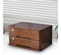 ATGQBCF Earring Jewellery 2 Tier Sturdy Storage Drawer Desk Organizer For Vanity Dresser Wood Desktop Box With Lock Wooden Tabletop Cabinet Ring Box(Type-B)