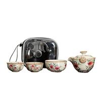 ATGQBCF Kung Fu Tea Set Home Office Teapot With Storage Bag Ruyao Expresso Cup One Pot Three Cups Portable Travel Ceramic Travel Tea Set Teapots & Coffee Servers(Type-C)