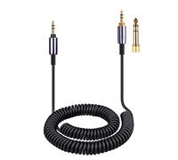 ATH-M50xBT Cable, Coiled Aux Cord Replacement for Audio Technica ATH-M50xBT2, ATH-SR50BT Wireless Headphones, 3.5mm(1/8") Extension Wire with 6.35mm(1/4") Adapter, 14ft