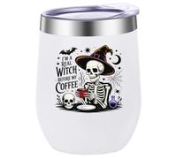 ATHAND Gothic Witch Wine Tumbler,Spooky Wine Tumblers,12 Oz Stainless Steel Insulated Wine Mug,Gifts for Women,Men