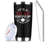atHand Greys Anatomy Stainless Steel Tumbler with Lid Straw 20oz - Save Lives Vacuum Insulated Tumbler Coffee Cup Double Wall Large Travel Mug-Birthday Valentines Gifts (Black)