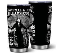 ATHAND Morticia Addams-normal Is An Illusion Merchandise Tumbler, Funny Novelty20 oz Insulated Quotes Stainless Steel Vacuum with Lid,Best Gift for Adolescent Boys Girls and Student, Halloween(Black)