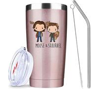 atHand Supernatural Merch 20oz Stainless Steel Insulated Pattern Tumbler with Lid Travel Coffee Mug - Sam & Dean Rose Gold Vacuum Tumbler Double Wall Birthday Valentines Day Gifts Idea for Her Women